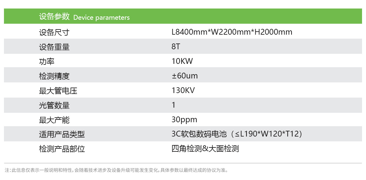 日聯(lián)科技鋰電池檢測設(shè)備參數(shù)